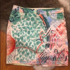 Hand-painted Anthropologie Denim Skirt